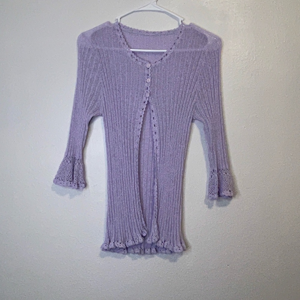 Crochet Partial Button Top Vintage - image 1